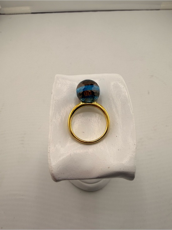 henri bendel Jewelry - Henri Bendel Gold-Plated Ring with Faceted Blue-brown Glass Bead